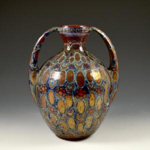 Jarrón biansato con decoraciones ovales y flores estilizadas - Galileo Chini, 1920-1925 circa